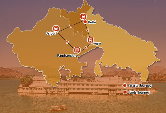 Maharaja Express Treasures of India Route Map