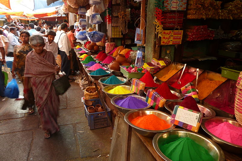 Holi Colours at a market
